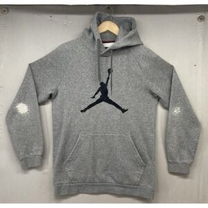 Nike Air Jordan Sweatshirt Hoodie Mens SMALL‎ Gray Black Jumpman Logo Pocket